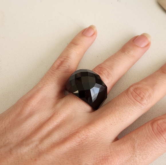 Daniel Swarovski Luxury Black Crystal Rhodium Plated Ring - Picture 4 of 7